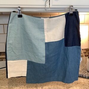 Line and Dot Patchwork Cotton Mini Skirt Size Medium With Cutout